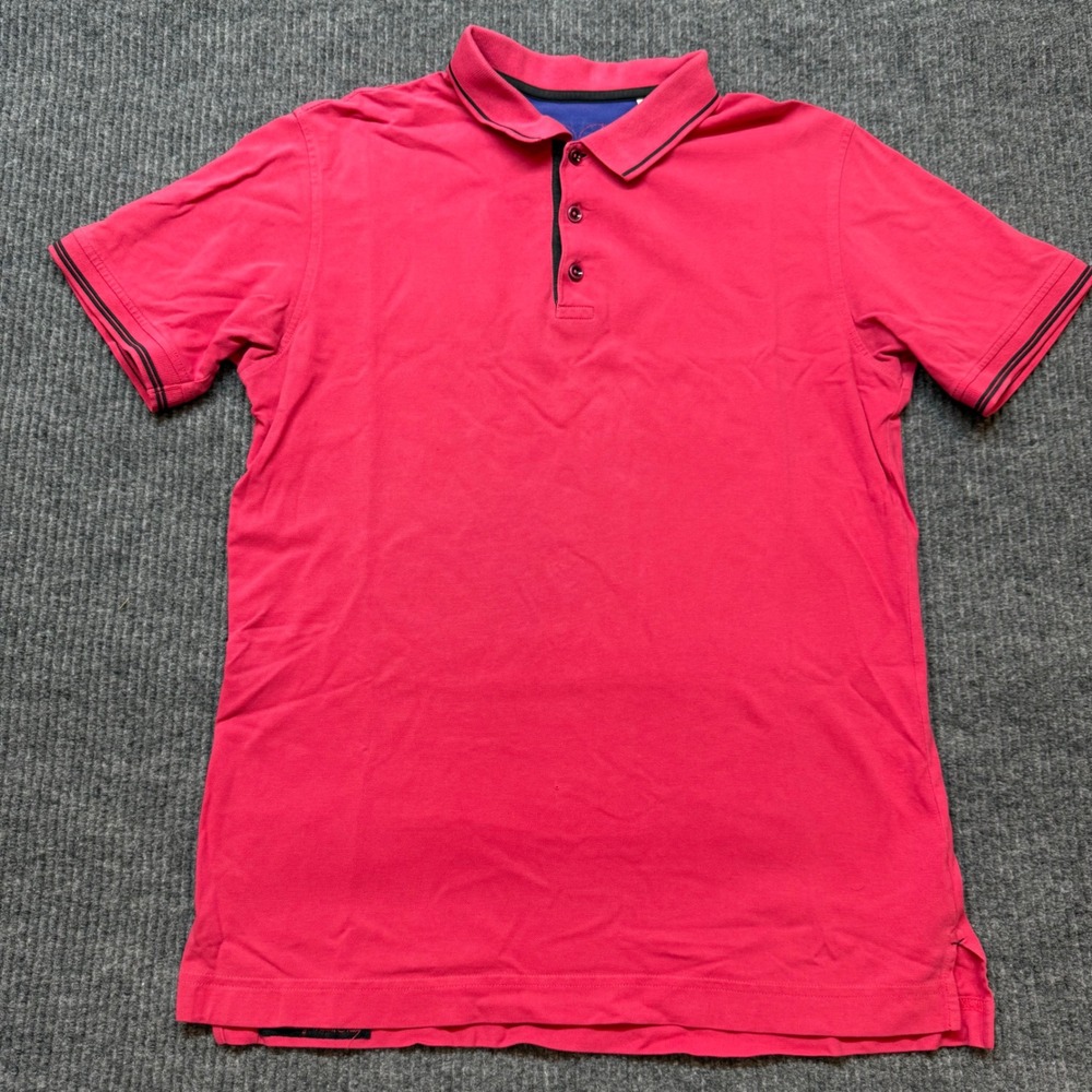 Robert Graham‎ Pink Polo Shirt Medium Black Contrast Trim Luxury Casual Golf